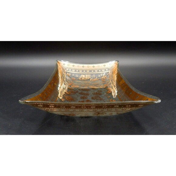 Georges Briard Persian Garden Bent Edge Gold Serving Tray Plate 11 Inch MCM - Picture 7 of 9